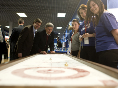 Mr. Harper playing Cool Curling