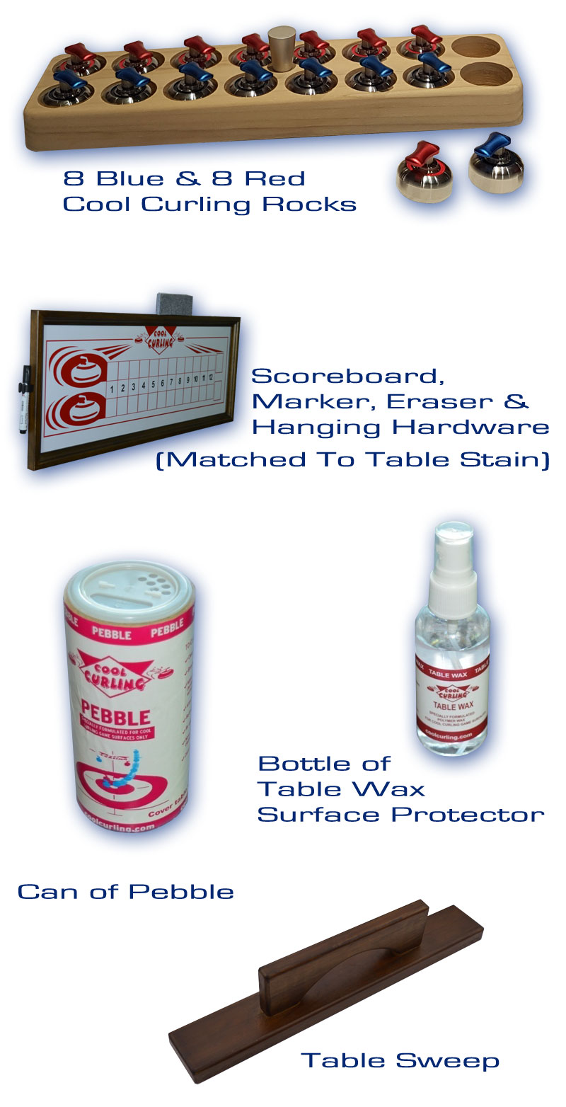 Included with the Conversion Top Table Curling Game - Mahogany 8'