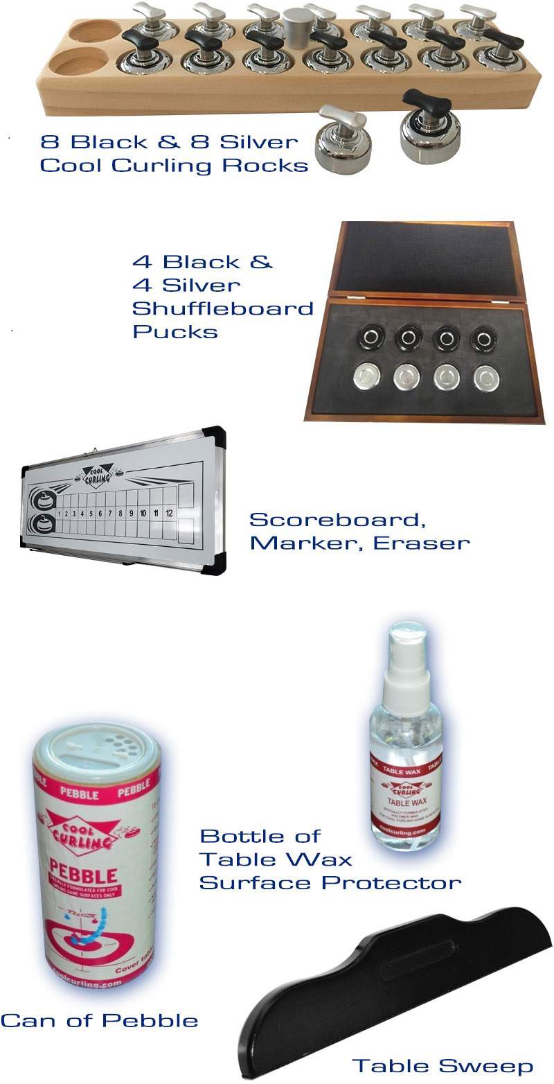 Included with the Rustic Curling / Shuffleboard & Dining Top 3 in 1 Game - Antique Slate - 10'