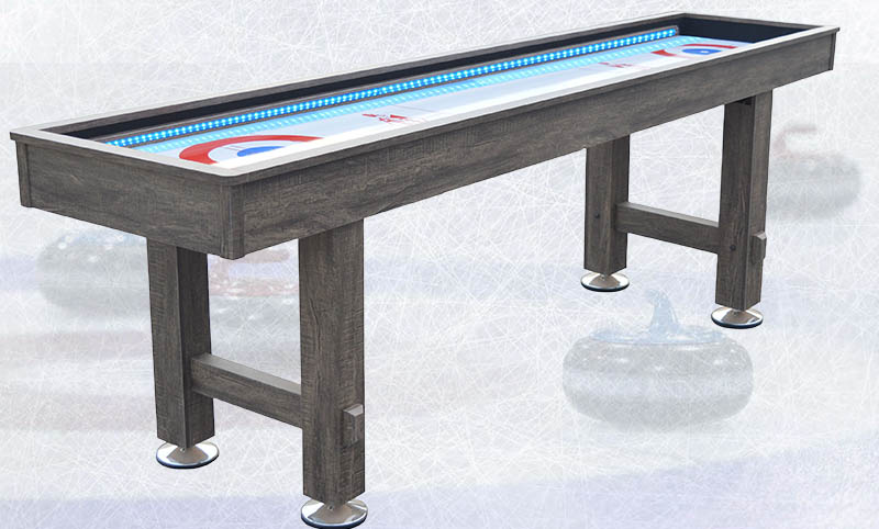 Rustic Curling / Shuffleboard & Dining Top 3 in 1 Game - Antique Slate - 8': LED Brilliance