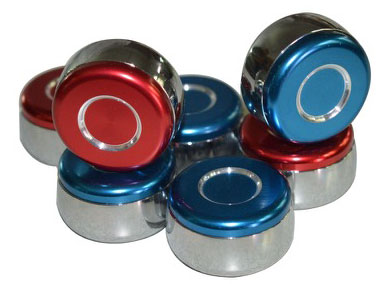 Edge II Curling & Shuffleboard Game - Mahogany - 8': The Pucks