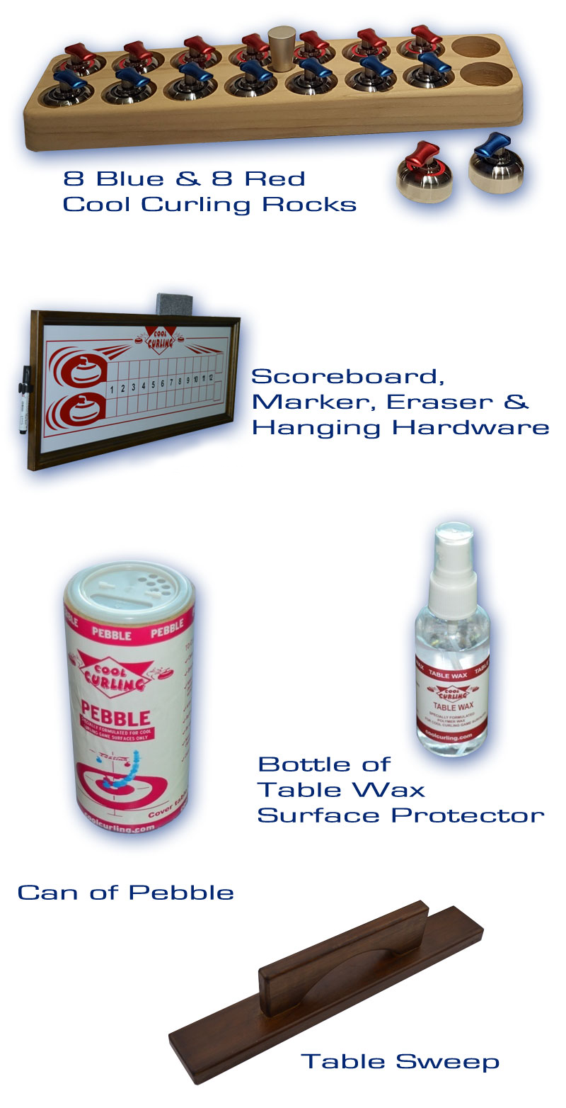 Included with the The Original Table Curling Game - Red - 8'