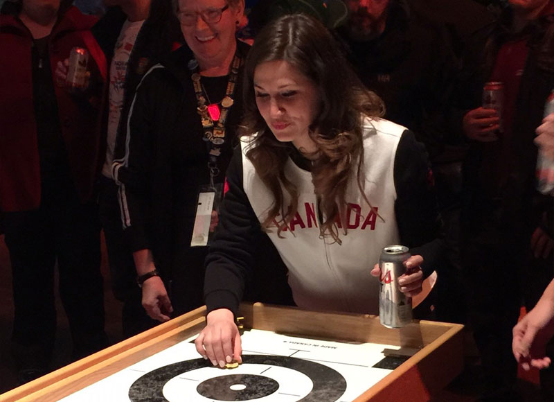 A beautiful Canadian lady, ice cold beer and a game of Cool Curling!! Life is beautiful!!