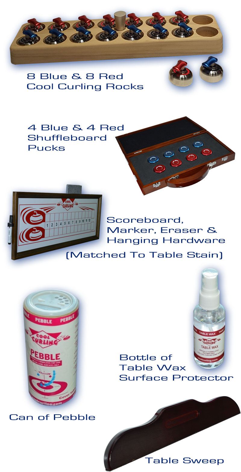 Included with the Edge II Curling & Shuffleboard Game - Mahogany - 8'